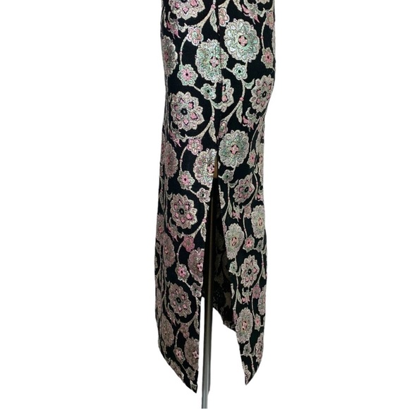 Vintage Alice of California Sleeveless Metallic Floral Paisley Print Maxi Dress - Picture 10 of 13